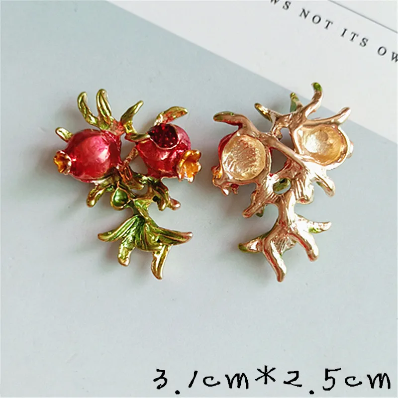 5 Pcs/Lot Alloy Creative Red Pomegranate Buttons Ornaments Hair DIY Box Clothing Mobile Phone Jewelry Accessories Handmade