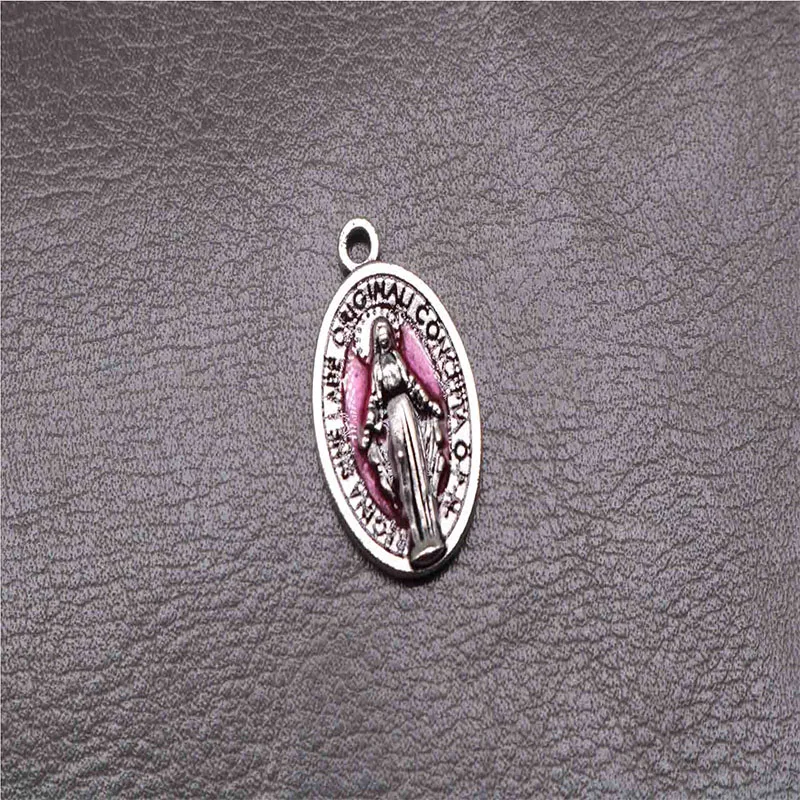 Charm Little Virgin Mary Icon Catholic Religious Charm Bead Pendant Bracelet Necklace Mini Maria Pendant 100 PCS