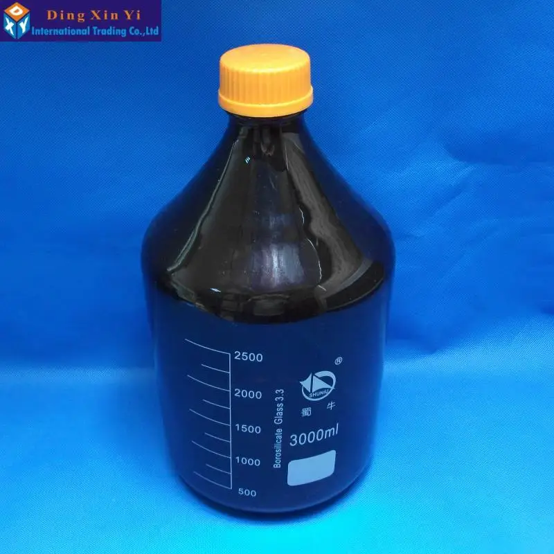 3000ML amber Glass reagent bottle with screw cap thick wall laboratory reagent bottle lab glassware