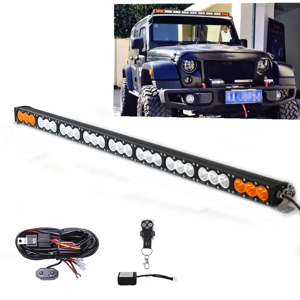 48Inch Amber White LED Light Bar Offroad 270W For Polaris UTV 4WD 4X4 Jeep Truck Raptor Single Row Wireless Remote Control 12V