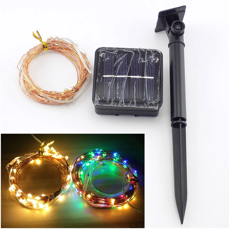 

4 8 24M LED Solar Power String Fairy night lights lighting warm white colorful guirlande RGB lamp outdoor tree home decoration