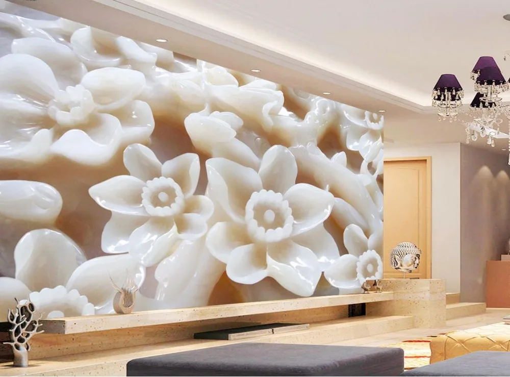 

custom 3d wallpaper Jade plum flowers roses backdrop mural flower wallpaper customized wallpaper for walls