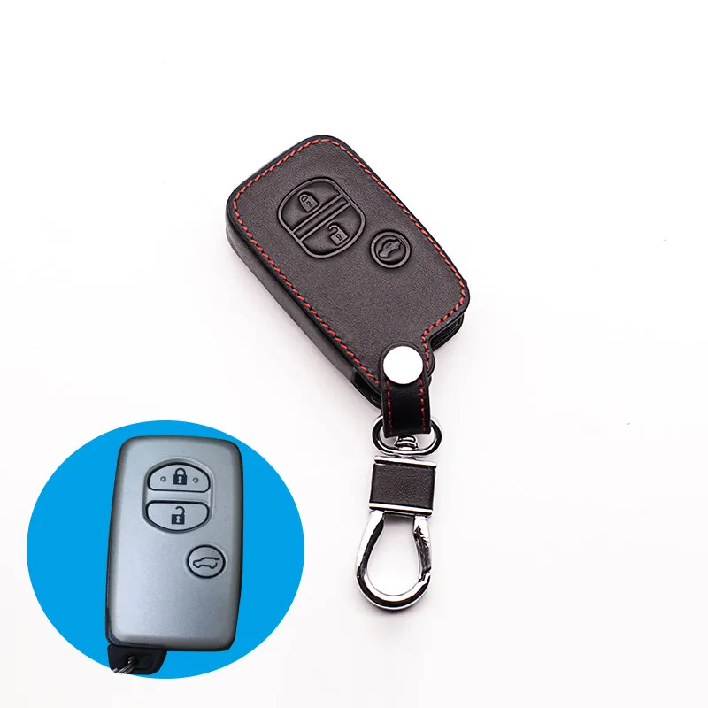 Genuine Leather car Key Cover For Toyota Camry Highlander Crown Prado Land Cruiser Vitz Prius Intelligent Key Case Protector Bag