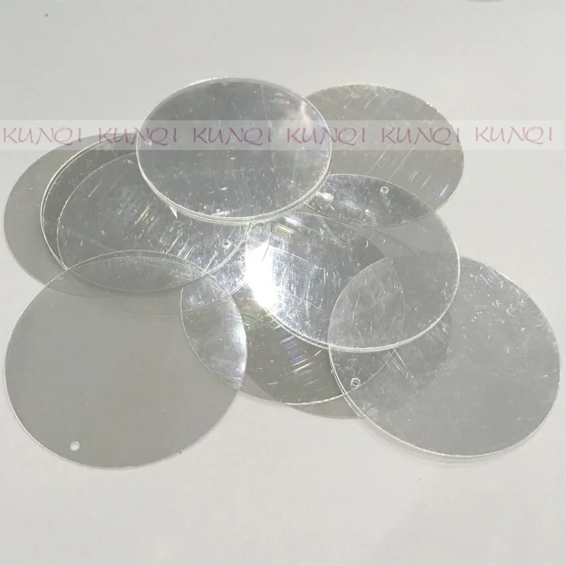 50mm Large Round Loose Hologram Sequin Paillette Sewing Decoration,Wedding Craft,Women Kids DIY Garment Accessory Transparent