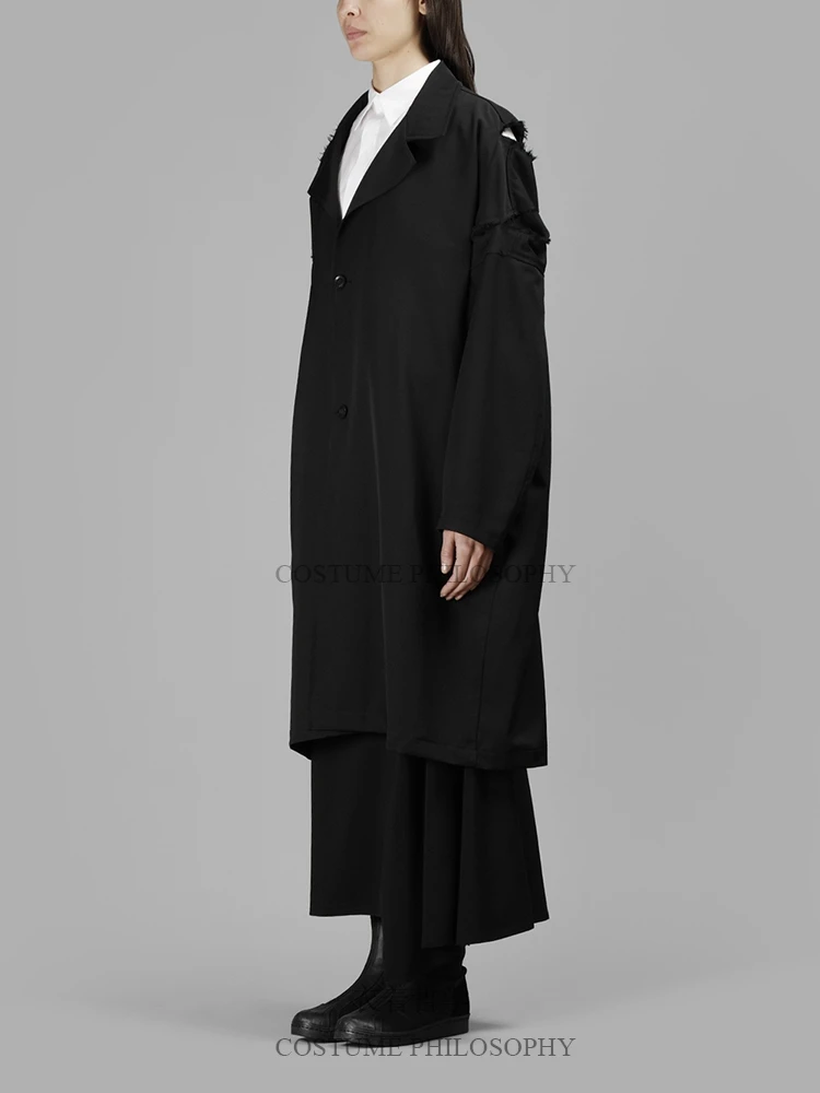 Original maobian male trench coat of the long dark series of large size trench coat of clothing  S-6XL！Custom dress