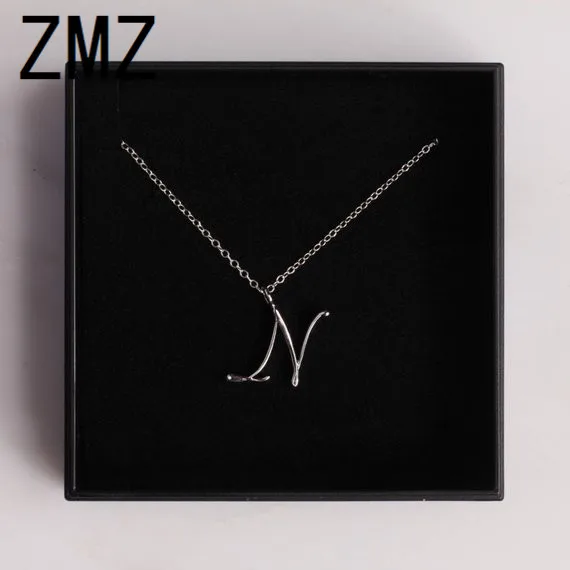 ZMZ 50pcs/lot 2019 Europe/US fashion English letter pendant lovely letter N text necklace gift for mom/girlfriend party jewelry