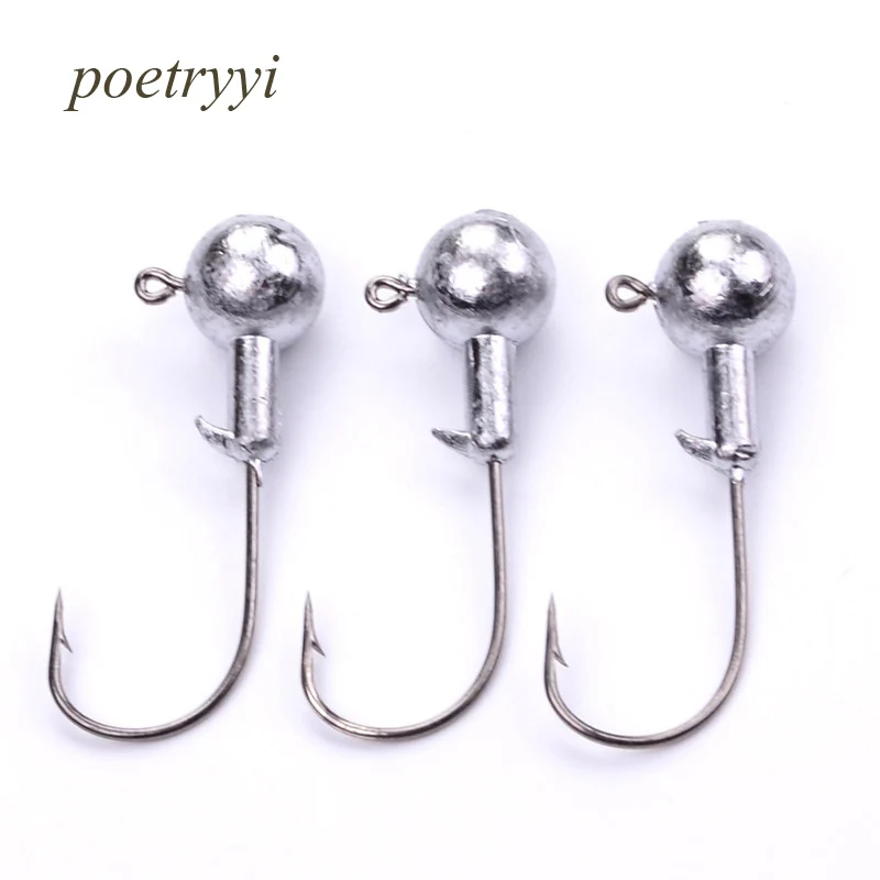 

POETRYYI 1PC/5PCS/10PCS lot Exposed Lead Jig Head 1g 3.5g 5g 7g 10g Barbed Hook Soft Lure Jigging Hook Fishing Hooks 30