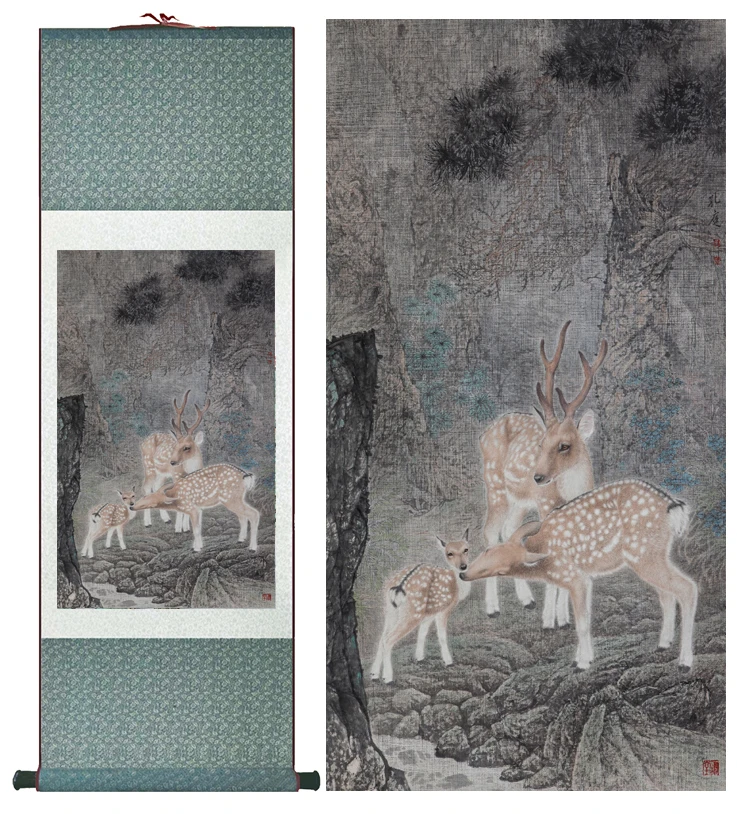 Top quality sika deer  painting    traditional Chinese Art Painting Home Office Decoration Chinese painting deer painging