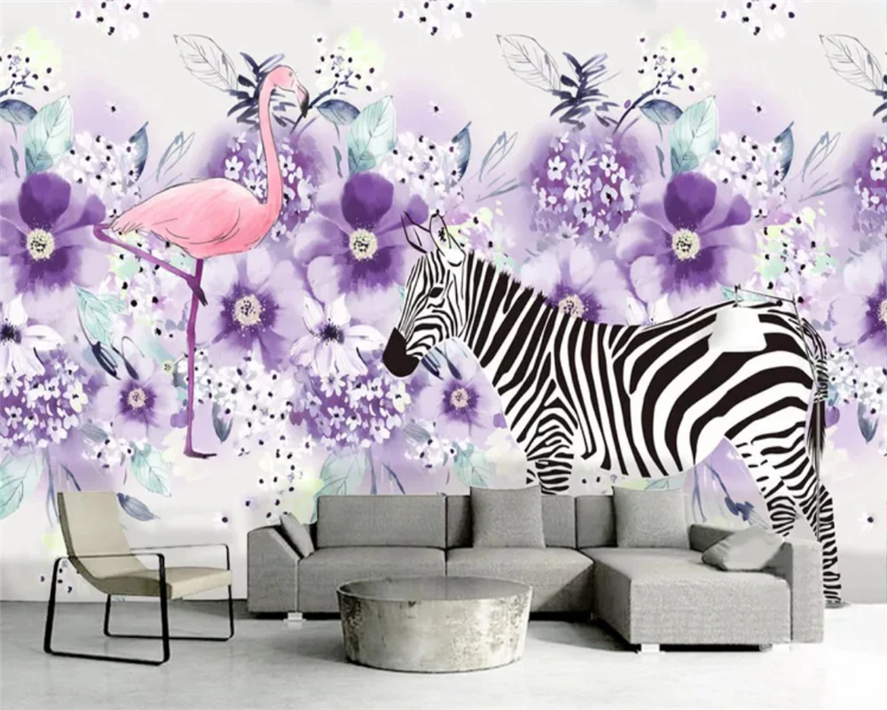 

beibehang Customized papel de parede modern wallpaper Nordic abstract English zebra flower Nordic background decorative painting