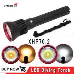 ハイパワーLEDスキューバダイビング懐中電灯,xhp70.2,26650ルーメン,防水,cr xhp70,フラッシュライト,4200ルーメン