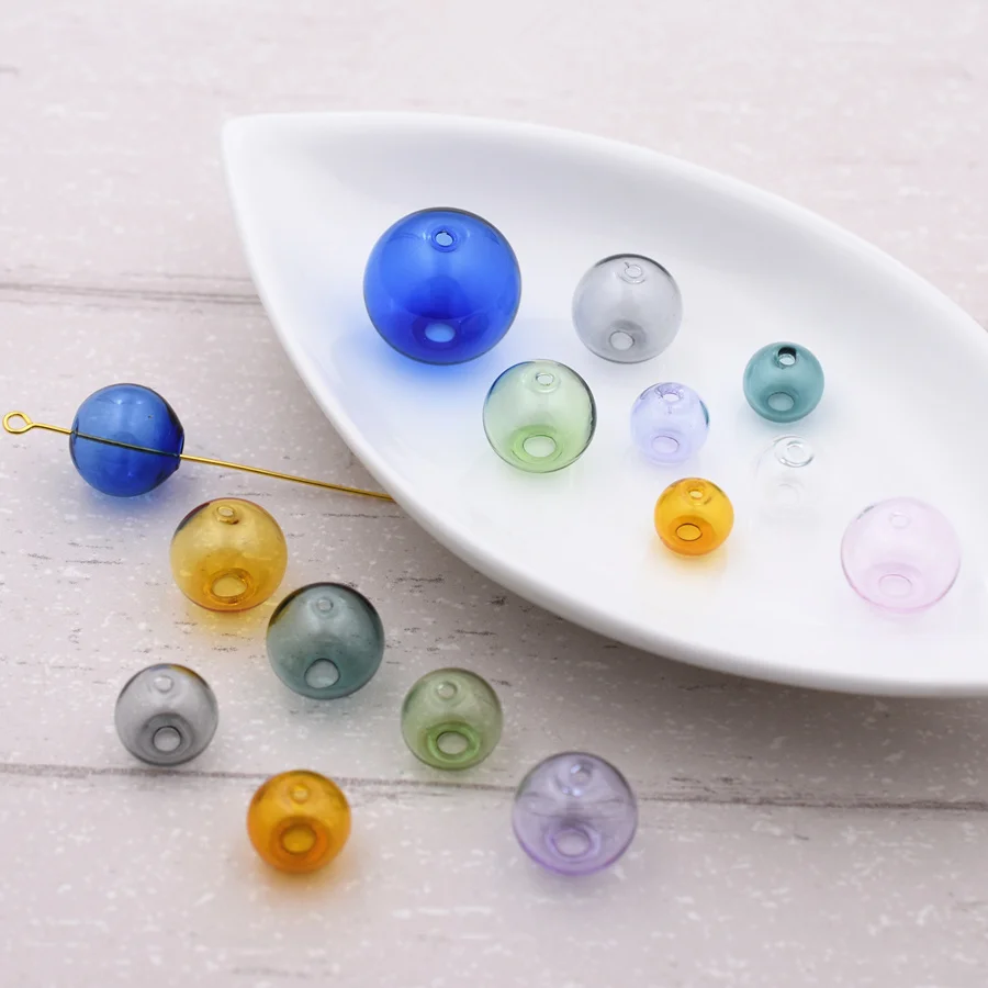 5pieces Double Hole 10-20mm Color Glass Ball Beads Hollow Glass Bottle Globe DIY Handmade Jewelry Making Accessories Findings