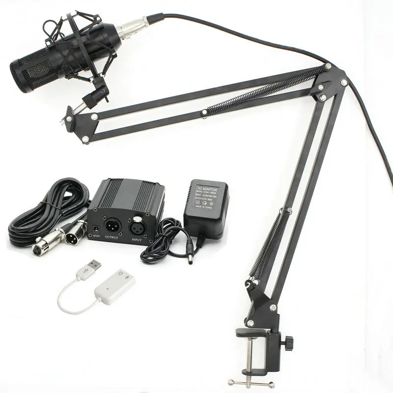 

New BM800 Professional 3.5mm Wired Condenser Studio Microphone with Stand Holder +Pop Filter