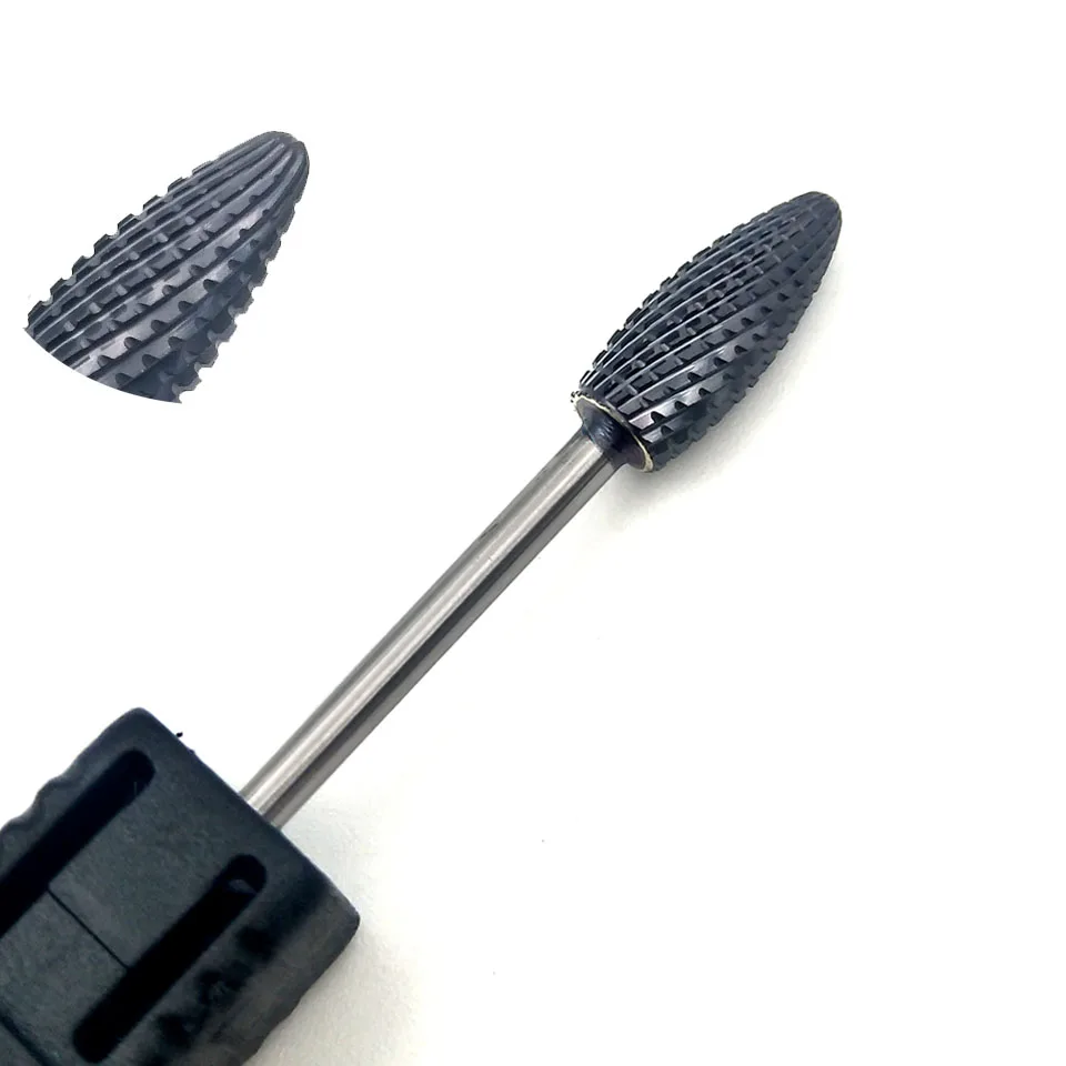 HYTOOS Black Cotaing Nail Bits 3/32 Tungsten Carbide Nail Drill Bit Milling Cutter for Manicure Drill Accessories Nails Tools