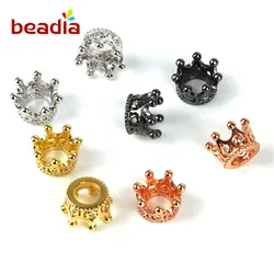 New Fashion Copper Alloy Crown Geometric Beads Electroplated Colors Vintage Charms For DIY Jewelry Making Accessories Bracelets