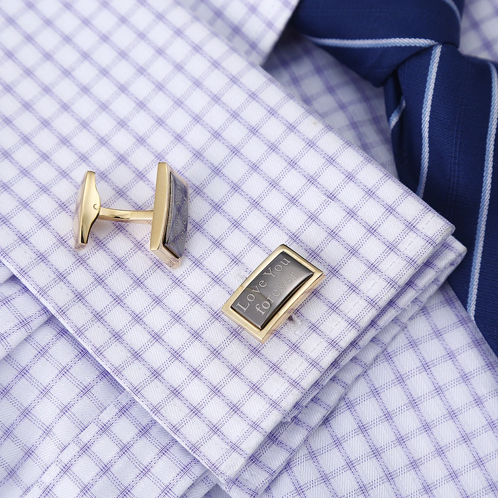 Fashion Personalized Letters For Mens French Shirt Cufflinks Black Engraving Wedding Name Date Party Favors Gift