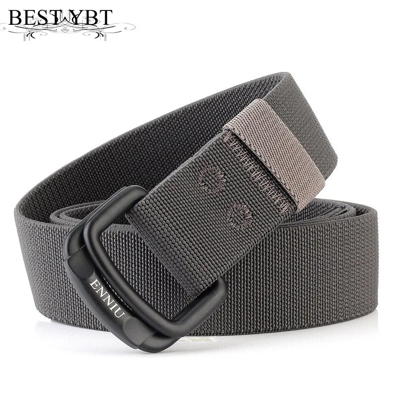 YBT – ceinture en toile élastique unisexe, en alliage tissé, double anneau, boucle, tendance, décontractée, pour homme et femme, cowboy en plein air