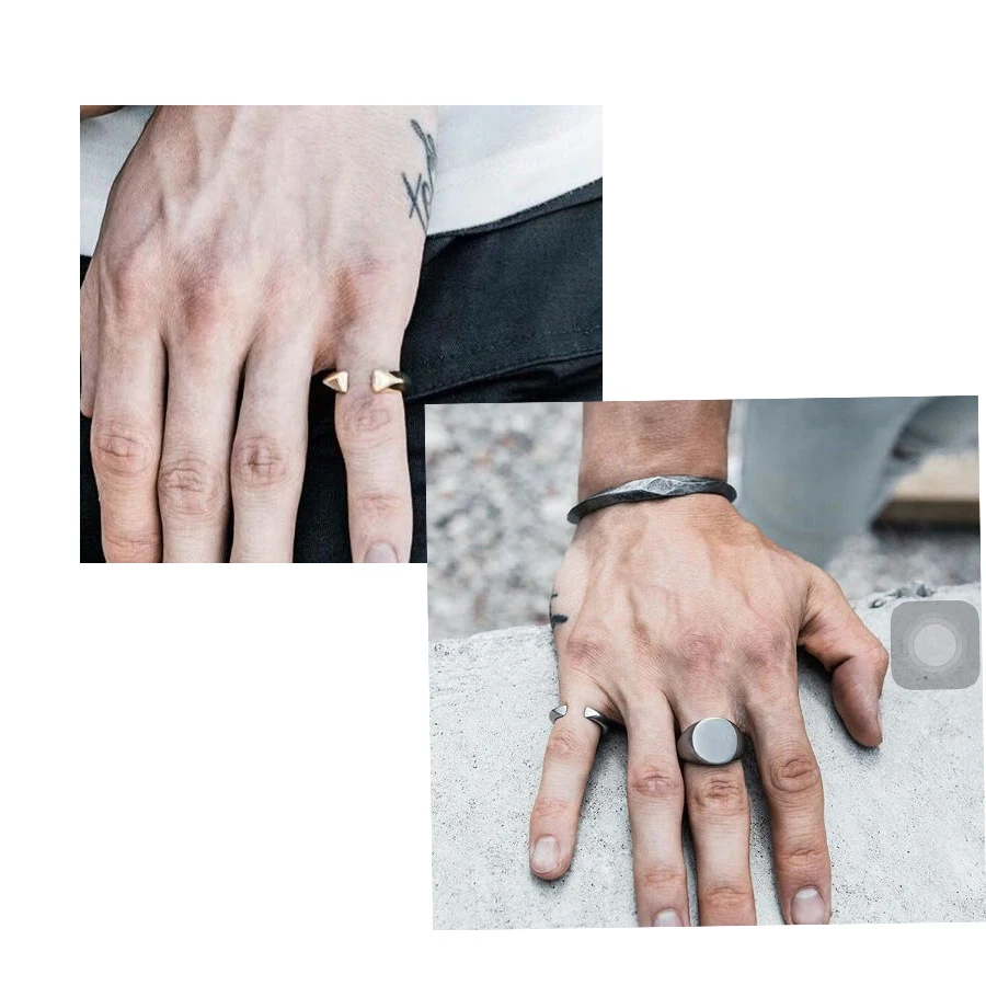 New Designer Men's Ring movement Vintage Opening couple band rings,Stainless steel fashion Punk ring ring for women image 3