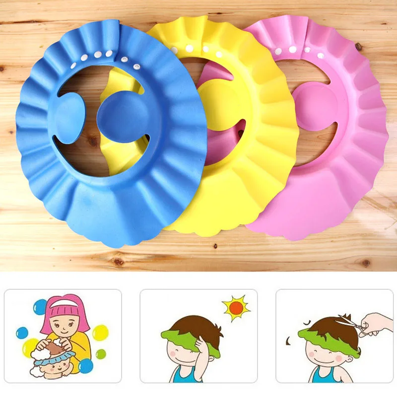 Soft Baby Children Shampoo Bath Shower Cap Shampooing For Kids Head To Baby Shower Hat Child Bathing Cap Bath Visor Adjustable