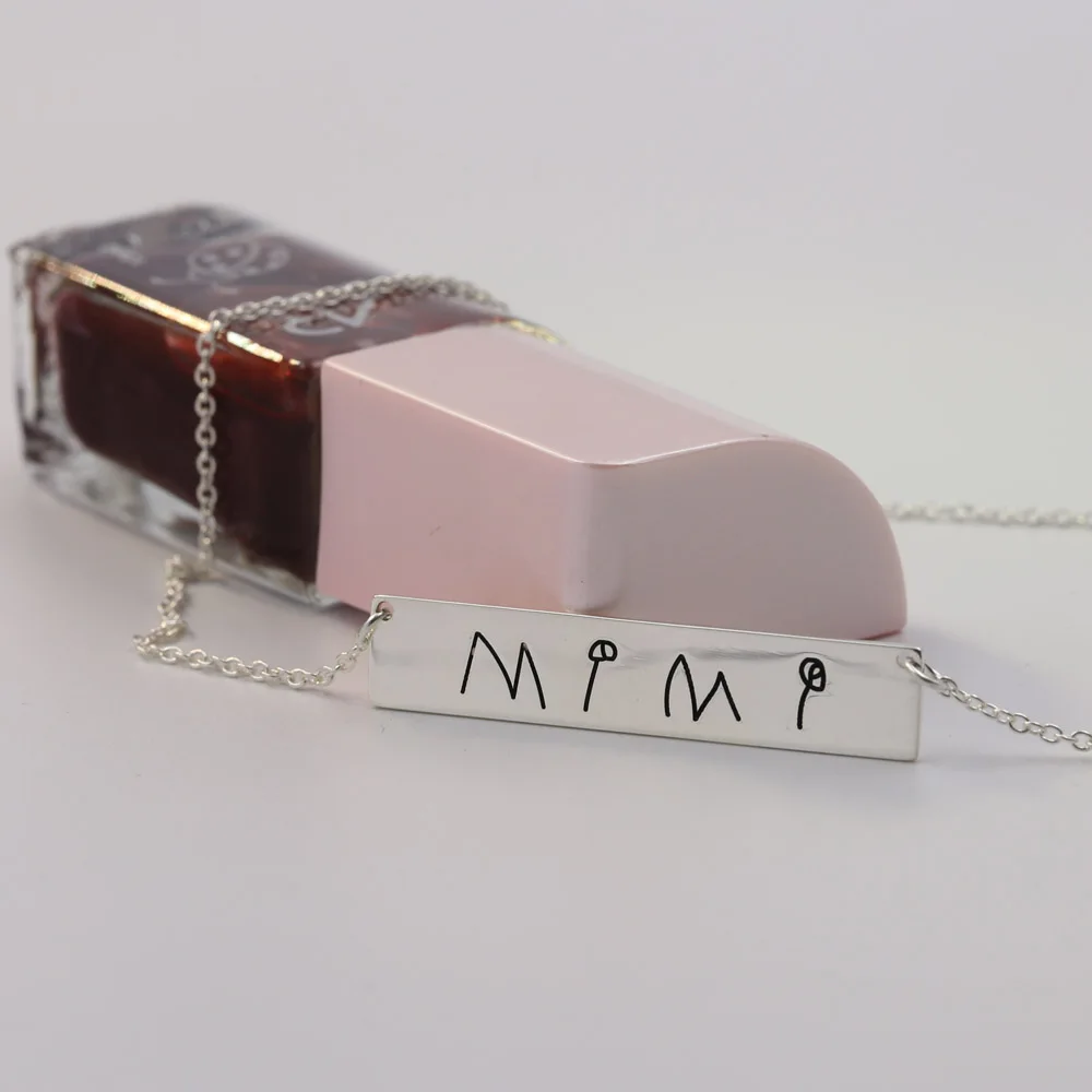 Wholesale Rectangle Bar Name Necklace solid Silver Custom Horizontal Nameplate Necklace for christmas Gift