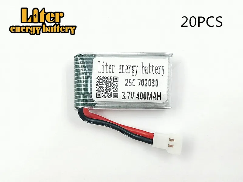 

20pcs/lot 3.7V 400mAh 702030 lithium polymer battery Hendy 1306 You Di U816 U830 Di Feida F180 aircraft