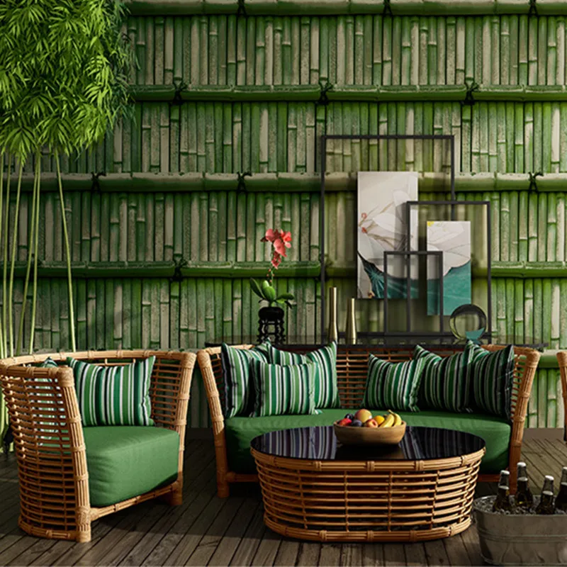 

Chinese Green Bamboo Wallpaper for Study Room Waterproof Wallpapers Personalized Coffee Shop Office Decoration