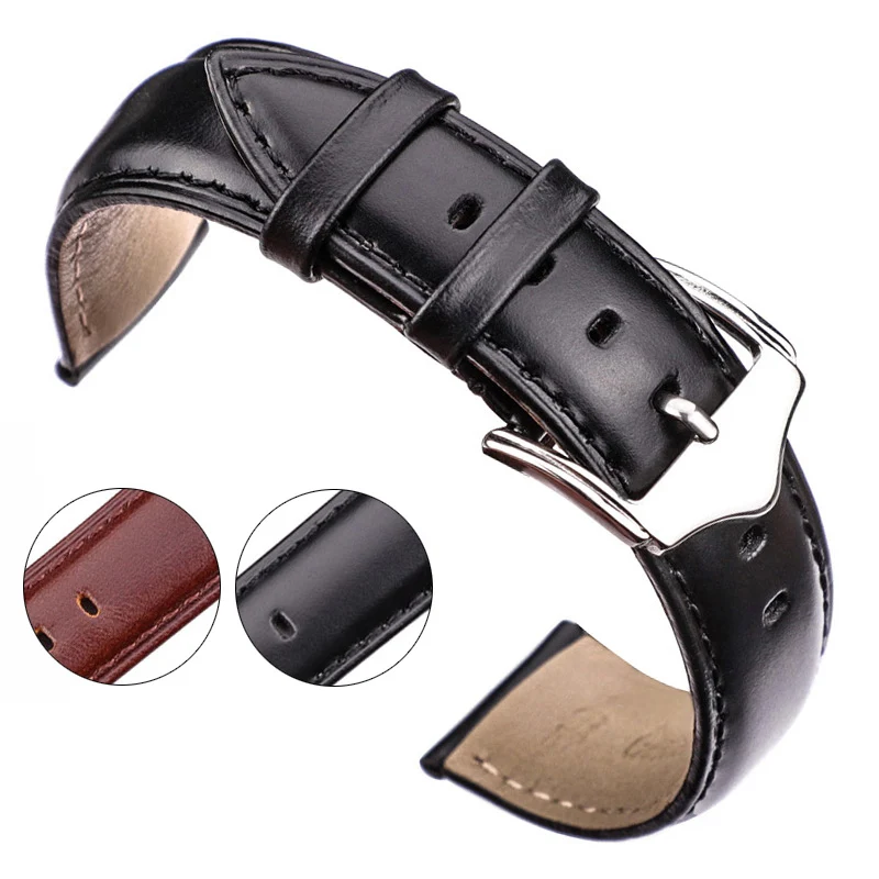 

Watchband With 316L Steel Pin Buckle Smooth Soft Genuine Leather Men Women Watch Strap Accessories 18 19 20 21 22 24mm