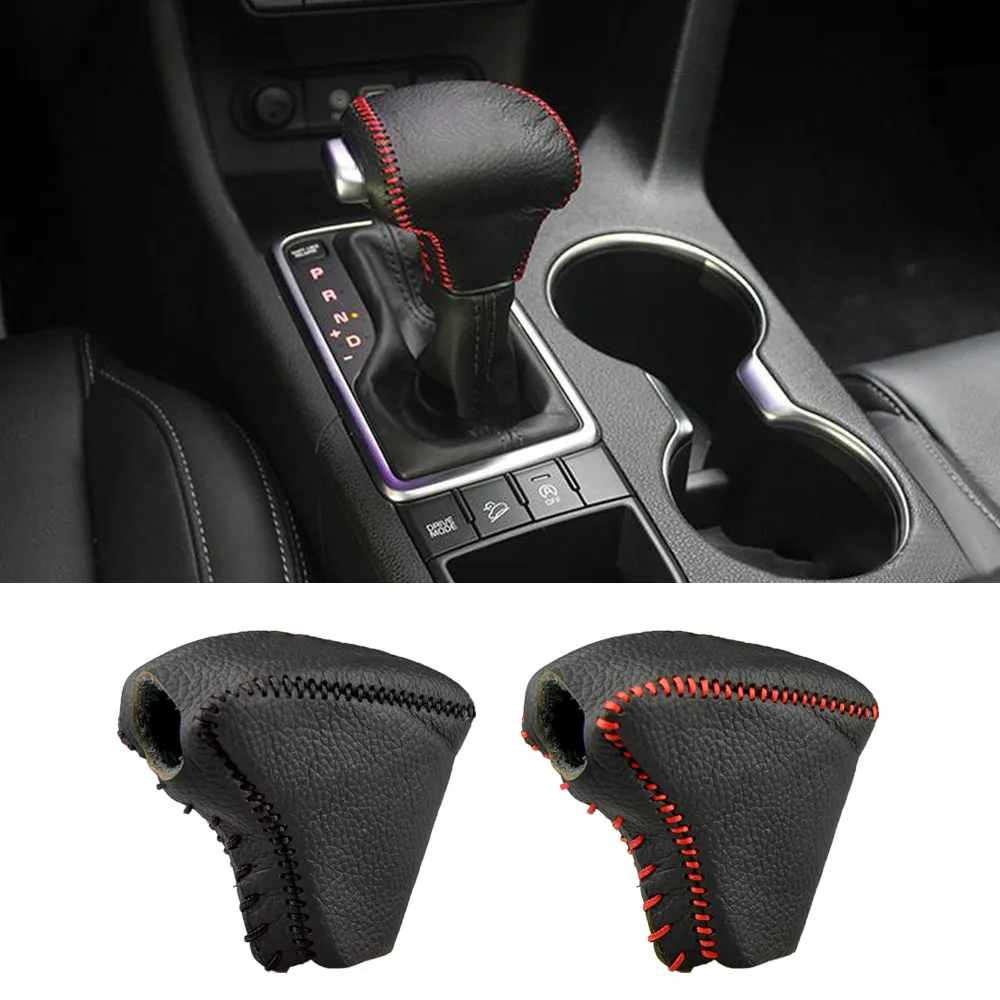 Cow Leather Gear Shift Knob Cover Case for Kia Optima K5 K2 KX5 Sportage 2017 2018 Rio 4 2017 2018 Niro 2017 2018 Accessories