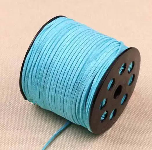 Free Shipping 100Yds Glitter Metallic Light Blue Flat faux Leather Suede Cord, 3mm Cord,Faux Suede Cord for Bracelets 3mm