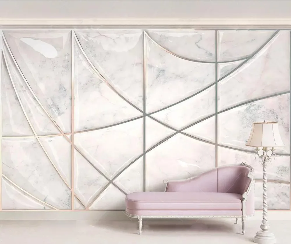 

Modern jazz white marble texture 3d solid geometry soft pack background wall painting