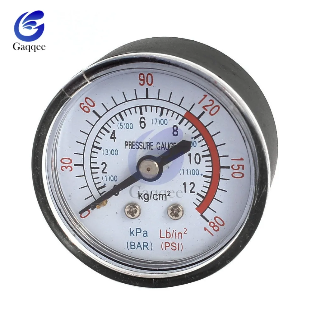 Bar Air Pressure Gauge 13mm 1/4 BSP Thread 0-180 PSI 0-12 Manometer Double Scale For Air Compressor Iron Diameter about 52mm