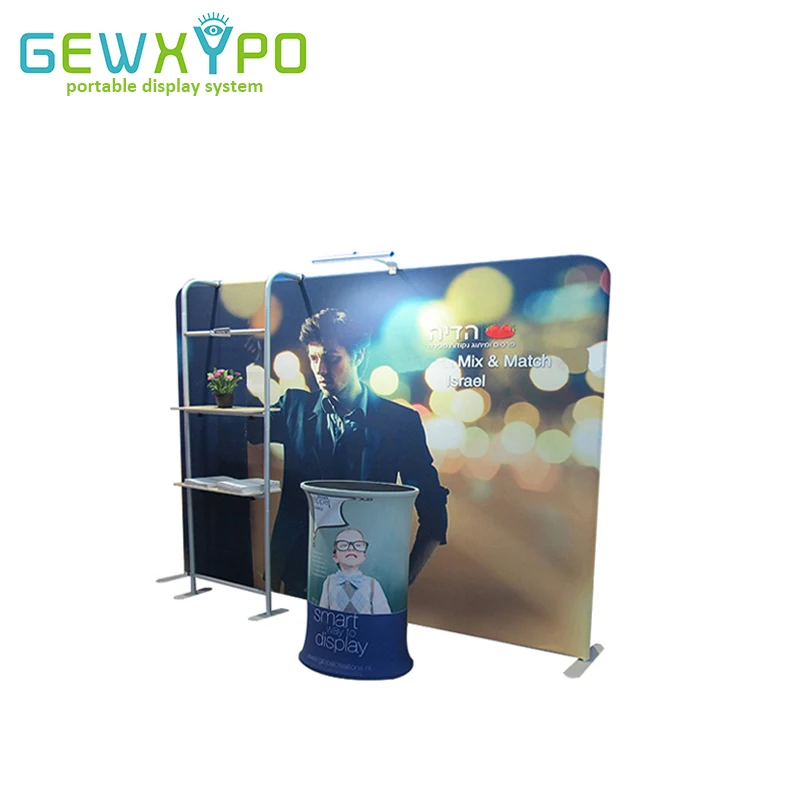 Exhibition Booth 7.5ftX10ft Straight Tension Fabric Advertising Banner Display Wall With TV Stand And Oval Table(Include All)