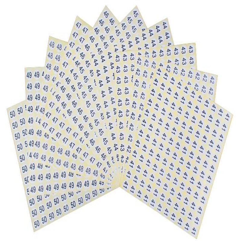 1000pcs for one number(1-60) Stock printed white size label stickers, number tags,Garment size label Round paper size sticker