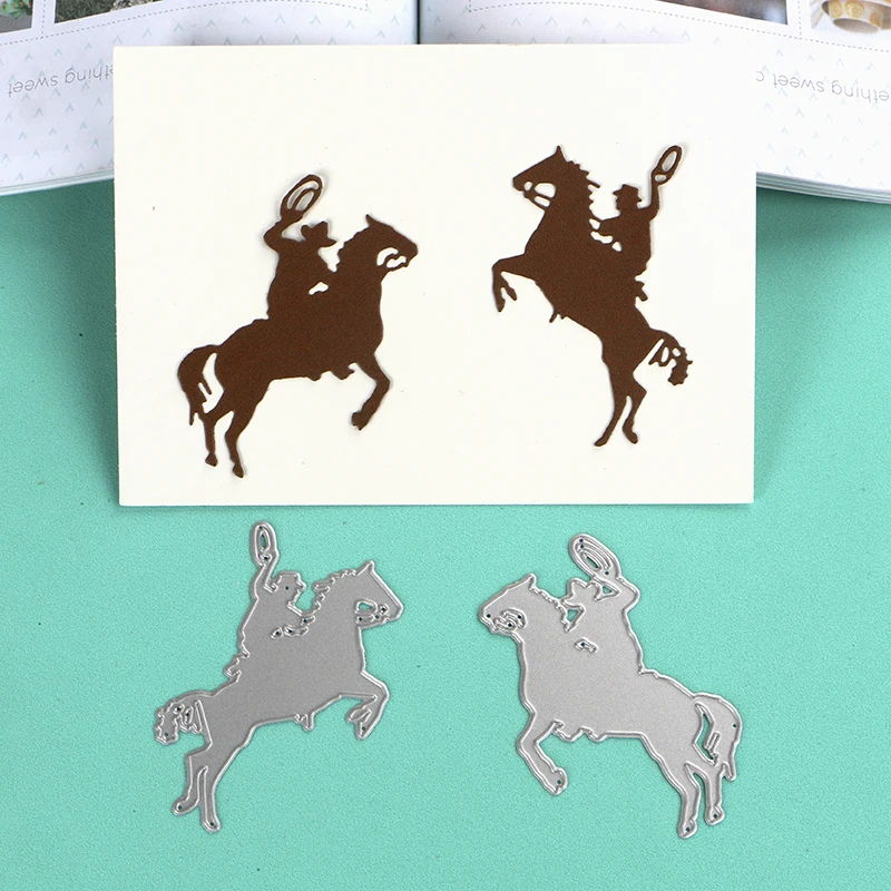 DUOFEN METAL CUTTING DIES animals horse rider for man hunting racing sports lace hollow DIY Scrapbook Paper Album 2019 new