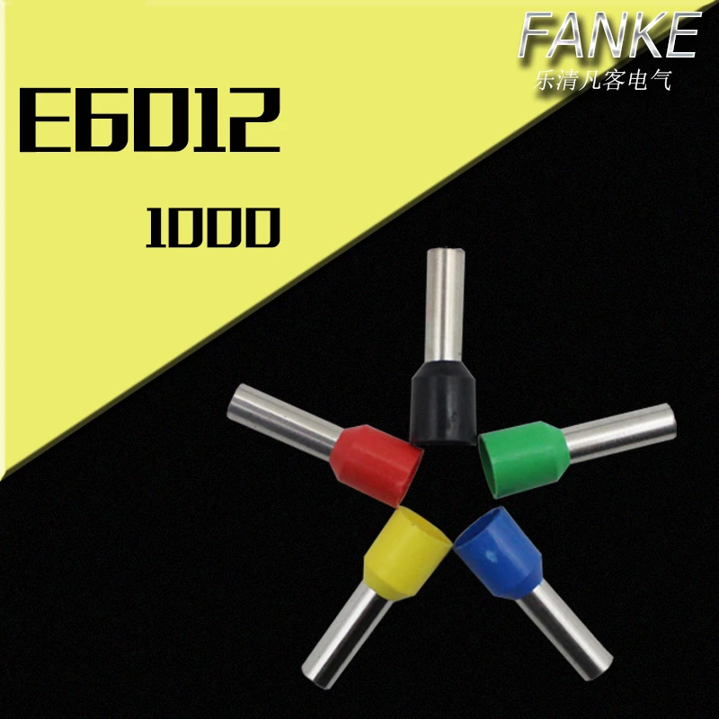 1000 قطعة/الحزمة E6012 الحبل قبل معزول محطات الأسلاك موصلات Bootlace الحلقات ل 6.0mm2 AWG12 8 مللي متر دبوس من طول أنابيب النحاس