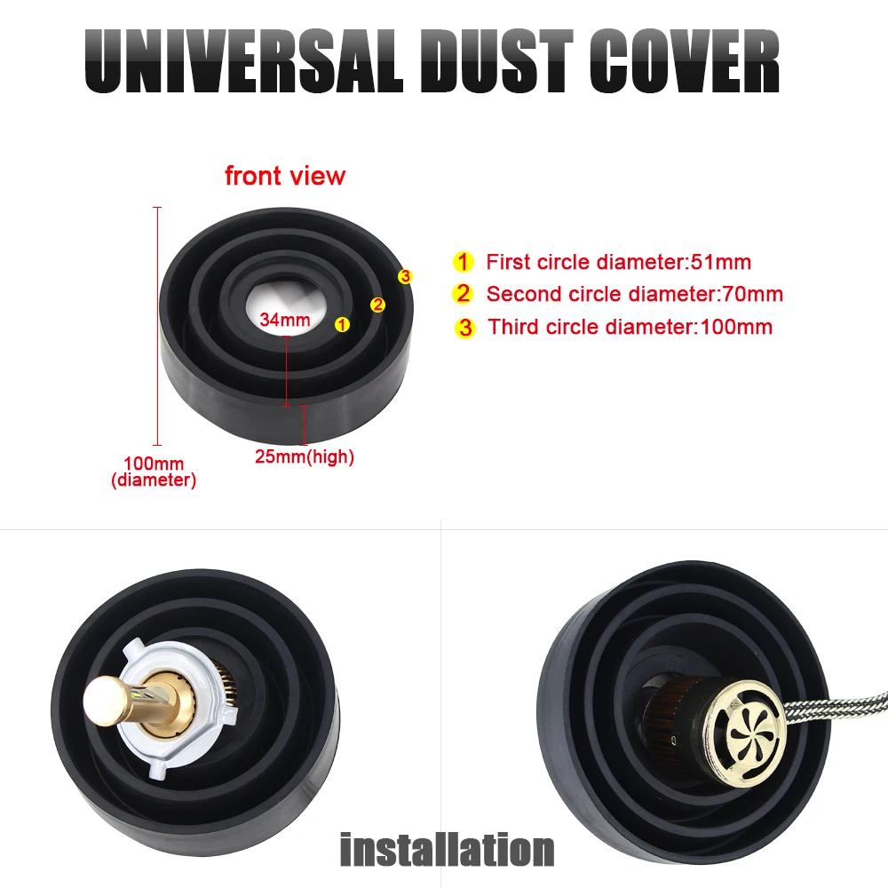 1Piece Car HID LED Headlight Dust Cover Sealing Cap Rubber Waterproof Dustproof Headlamp Cover 60 65 70 75 80 85 90 95 100mm