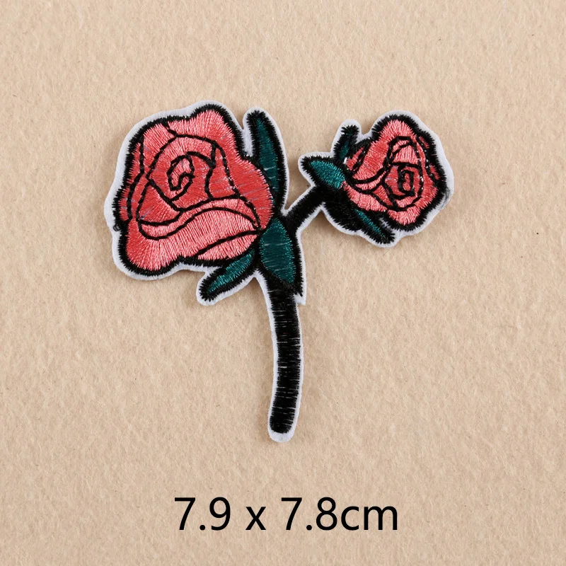 3d flower lily red rose patches embroidered applique iron applications on clothing sticker for clothes embroidery stripes badges