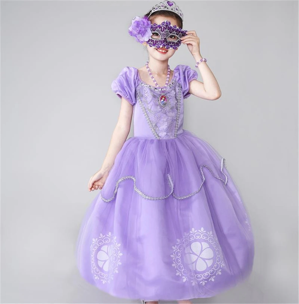 Kids Girls Princess Sofia Dress Rapunzel Dresses Ball Gown Long Party Dress Children Clothing Kids Halloween Cosplay Costume