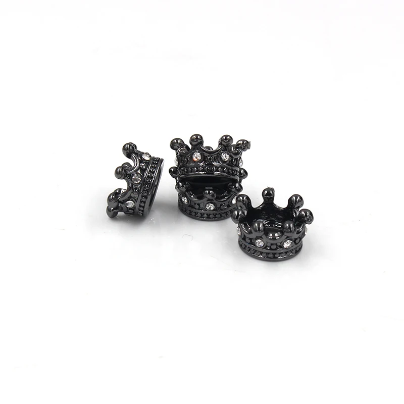 5Pcs/Lot CZ Crystal Crown Charm Beads Accessories DIY Metal Crystal Crown Spacer Beads for Bracelet Necklace Jewelry Making
