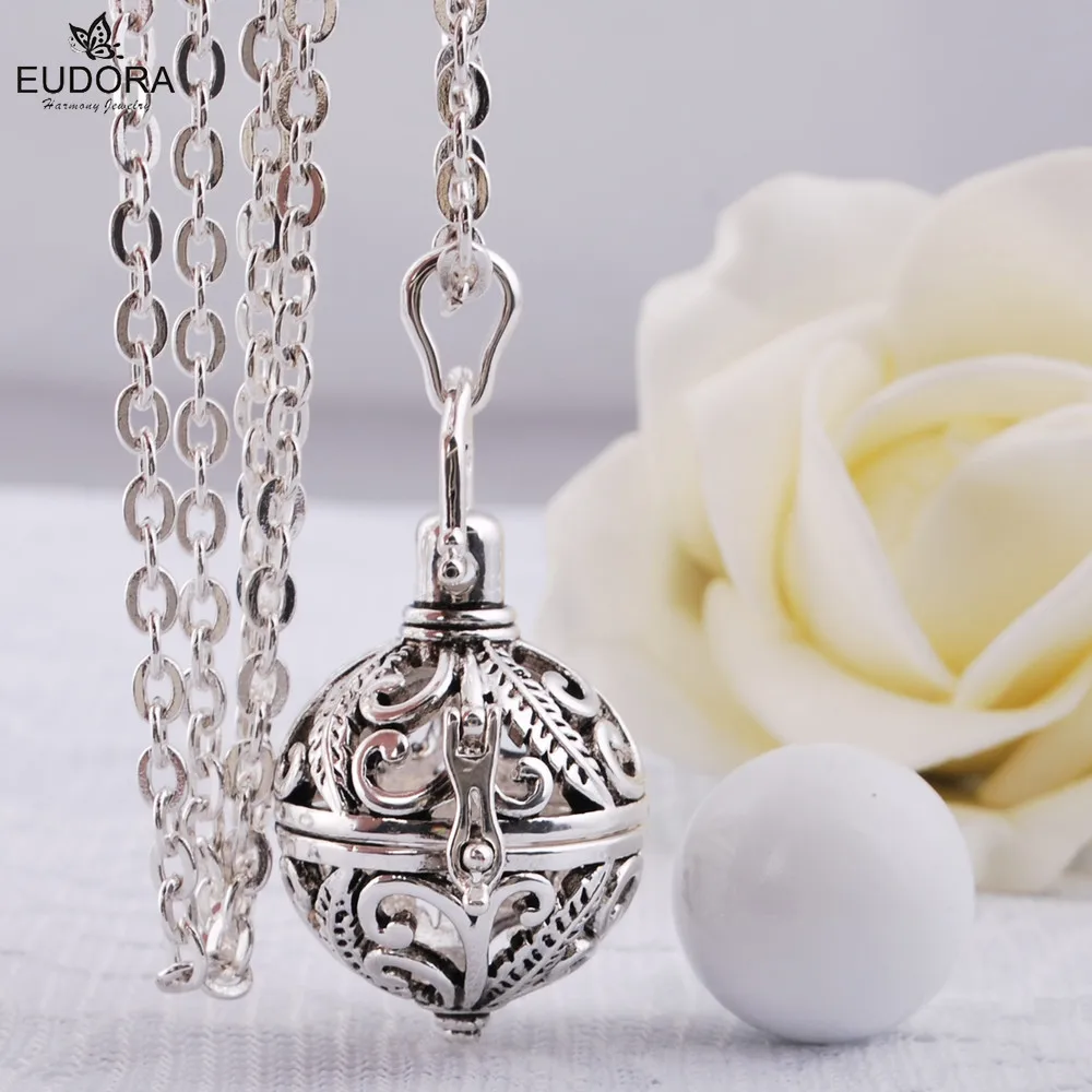 EUDORA Mexico Harmony Ball Chime Sound Bola Locket Cage Pendant Necklace for Mother Child Maternity Pendant Bijoux Pendulu