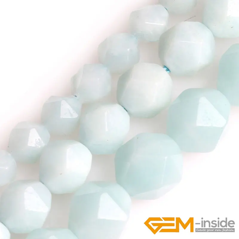 Selectable size: 6mm 8mm 10mm Natural Pure Faceted Round Amazonite Gem stone Round Beads For Jewelry Making Strand 15