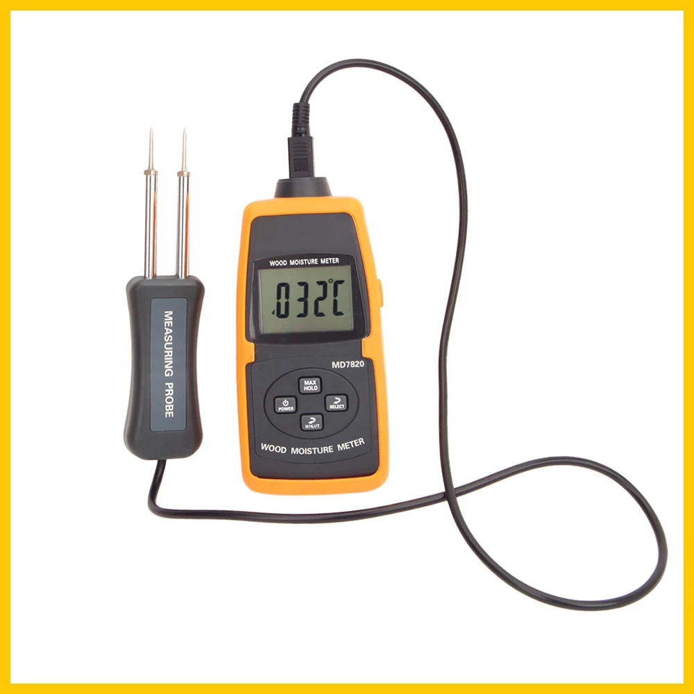 LCD Inductive Wood Timber Moisture Meter 2%-60% Tree Timber Wood Bamboo Paper Water Contain Temperature Measure Tools MD7820