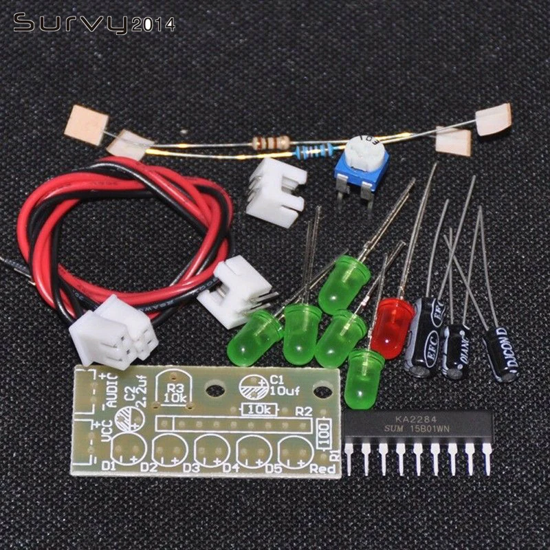 1 Set DIY Kit KA2284 Audio Level Indicator Suite Trousse Electronic Parts 5mm RED Green LED Level Indicating 3.5-12V