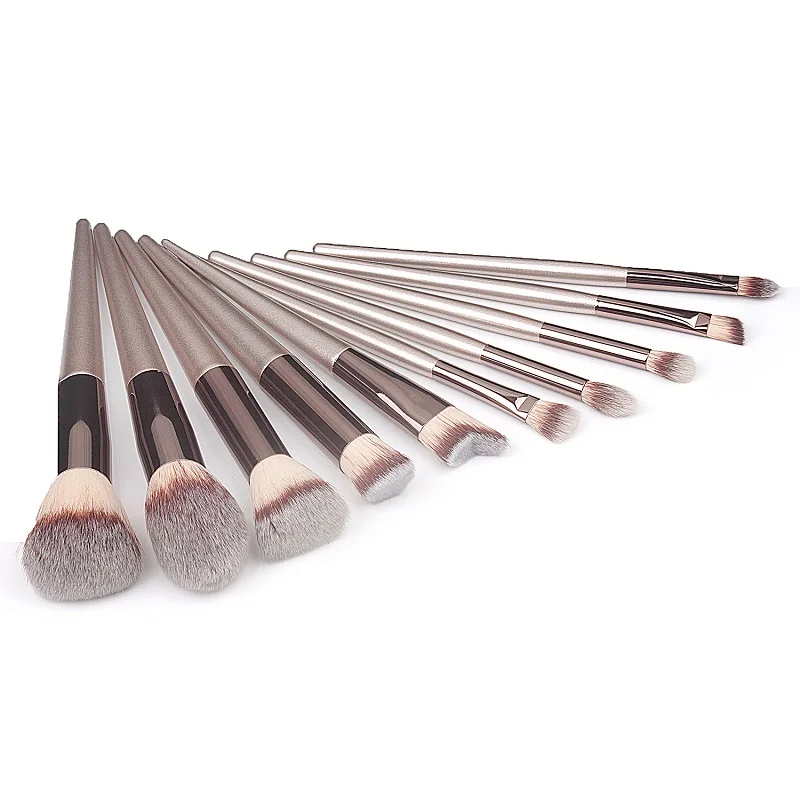 Holz Champagne Make-Up Pinsel Set für Foundation Powder Blush Lidschatten Concealer Lip Eye Make Up Pinsel Luxus Kosmetik Werkzeuge