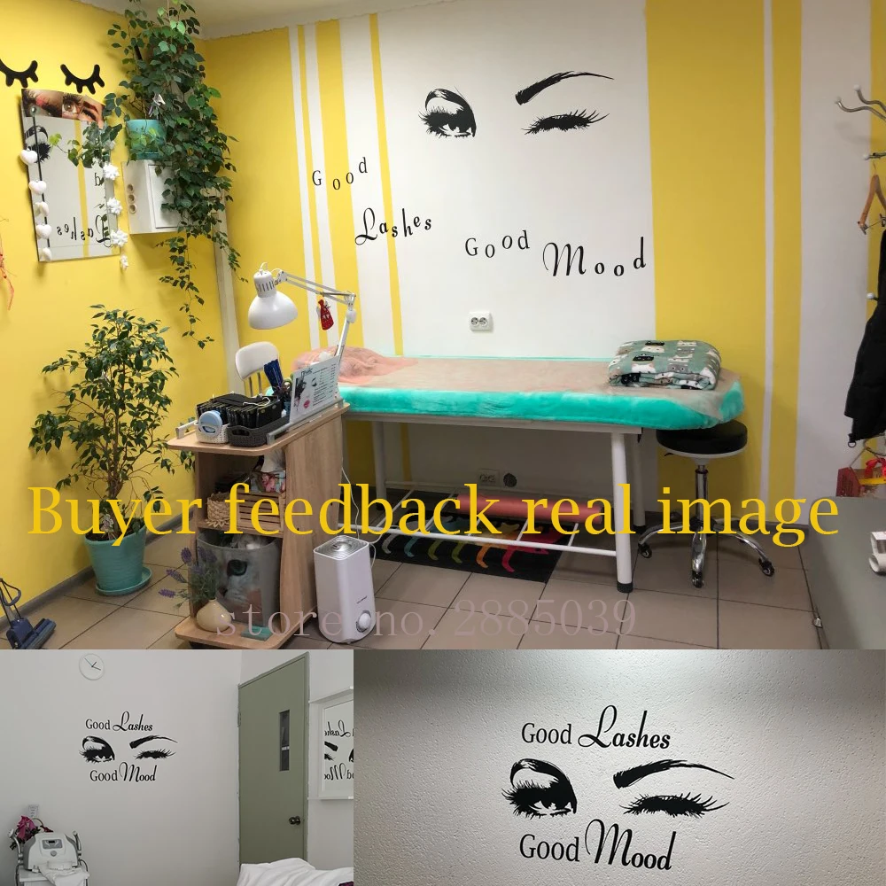 Good Lashes Beauty Salon Quote Wall Stickers Decal Eye Eyelashes Art Girl Room Decals Decor Modern Beauty Shop Vinyl Mural LC358