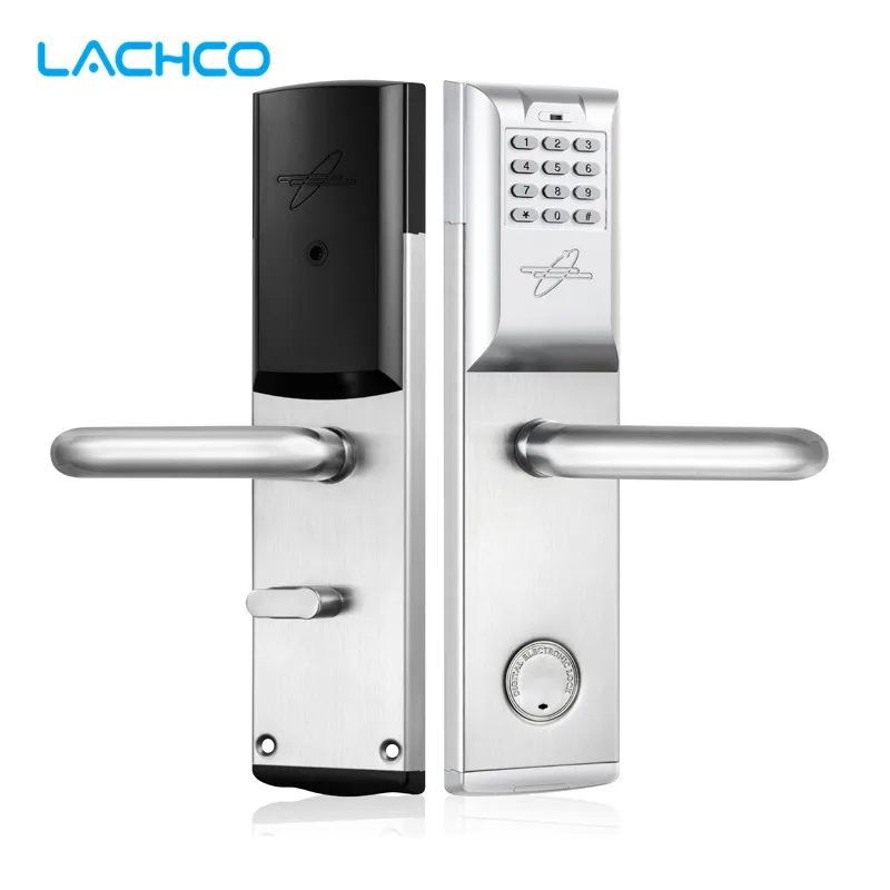 

LACHCO Smart Password Electronic Door Lock Code, RF Card, Mechanical Key Intelligent Digital Keyless Lock Satin Nickel SL16084S