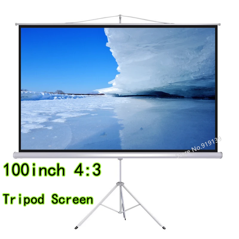 

High Definition 100 inch 4:3 Tripod Projector Screen Portable Floor Stand Bracket HD Projection Screens For Cinema Office PPT