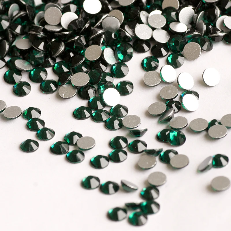 YANRUO 2028NoHF All Sizes Emerald Crystal Nail Art Strass Flatback Stones Non Hotfix Glue Rhinestones For Clothes