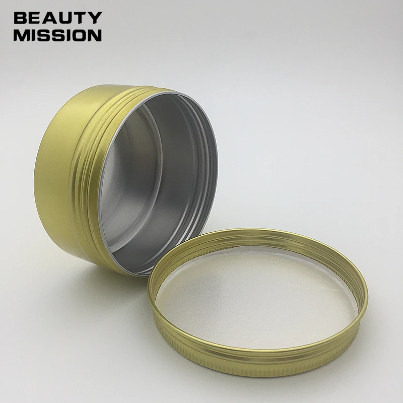 

50pcs/lot 150g Gold Aluminum jar cream sample tin 150cc cosmetic lip balm container metal pot ,aluminum bottles wholesale