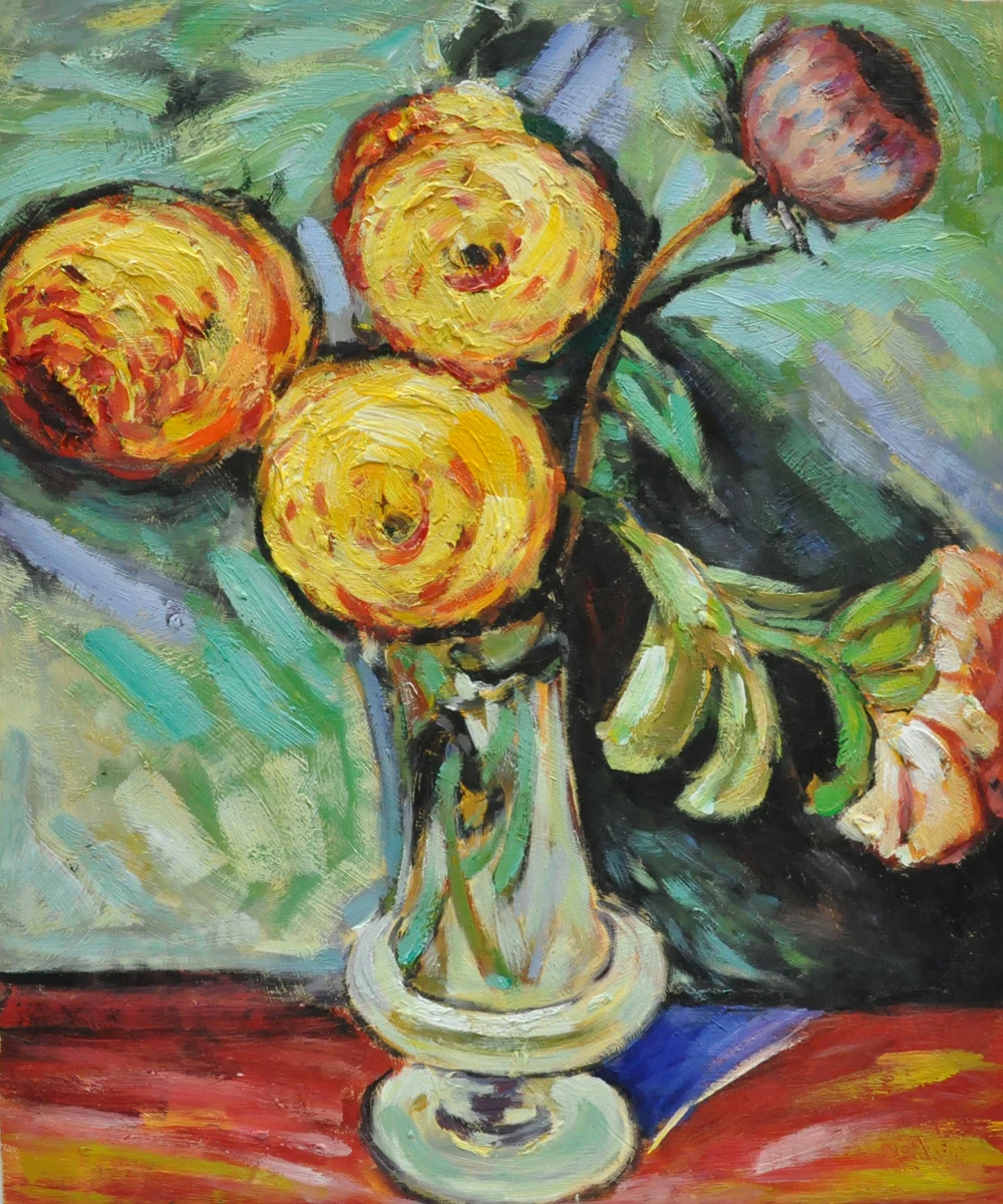 Handpainted Still Life Oil Painting Flowers in a Glass Vase by Alfred Henry Maurer Modern Floral Canvas Wall Art Abstract