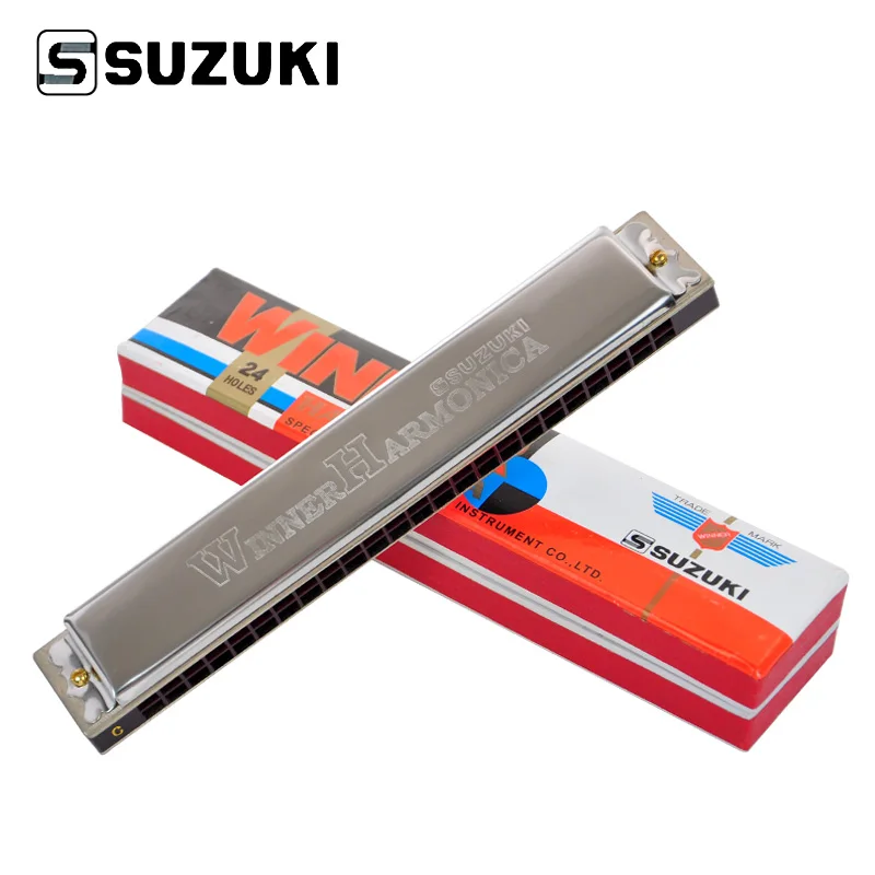 SUZUKI Winner-24 / W-24 24-hole Tremolo Harmonica Key of C Beginner Playing - 3 OCTAVE